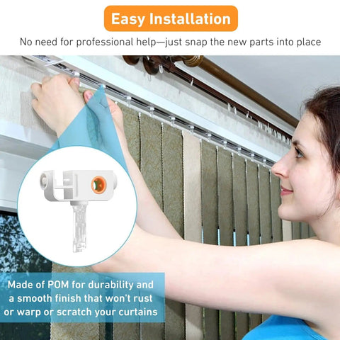 Person installing 20 Pack Replacement Stems And Gears For Standard Vertical Blinds, Easy Snap On Installation, No Fuss Fix For Home, Office.