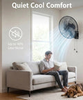 Living room with 18 Inch Oscillating Wall Mount Fan With 3 Speed High Velocity Breeze, Beast Mode Power, 90 Degree Oscillation And 30 Degree Tilt