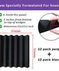 No Nonsense Heavy Duty 2X12 Acoustic Foam Squares And Soundproofing Bricks Killing Echoes Dead Tight Bass Traps For Home Studios Podcast Gear Purple Black Fire Safe Room Taming Panels showing 12x12 inch black foam panels.