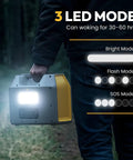 Person holding Portable Power Station With 300W Solar Generator And Two 110V Pure Sine Wave Outlets 296Wh Pack in forest