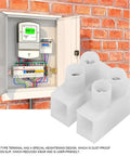 10 Pcs Screw Terminal Block 2 Position Wire Connectors Quick Connect Terminal 450V 10A Clamp Wire Terminal Wiring For Small Home Projects And Electrical DIY Enthusiasts Pro Grade shown next to an installed electrical box.