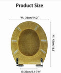 Heavy Duty Soft Close Toilet Seat With Badass Sparkly Resin Lid, Elongated Design, dimensions 36cm x 42cm, easy installation.