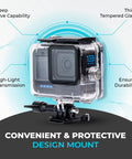 Underwater Dive Housing For GoPro Hero 9 10 11 12 13 Up To 60M Depth Waterproof Case Dope With Anti Fog Clear View, side view