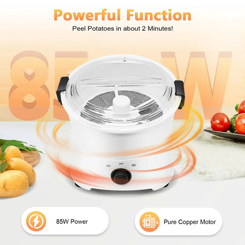 Professional Electric Potato Peeler And Auto Vegetable Spinner, One Button Corded Motor Driven Kitchen Tool, Heavy Duty Abs Frame, Real Flex Gadget For Hassle Free Meal Prep And Nailed It Chopping Routines Around The House, 85W motor with transparent lid.