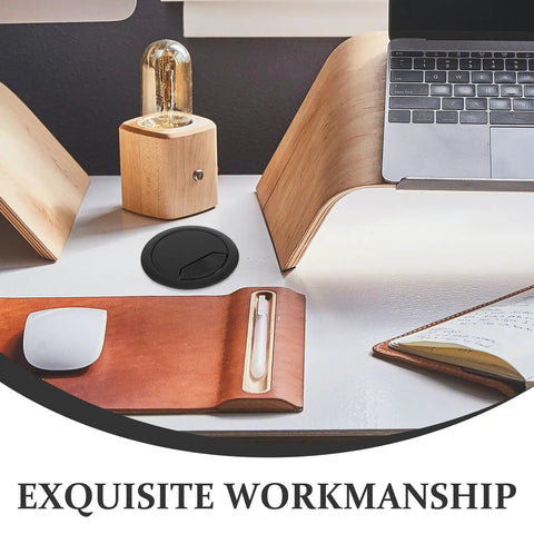 Dope 20Pc Black Desk Cable Wire Grommet Kit For Office And Home That Slaps Hard With Simple Installation To Keep Your Cables Organized And Outta Sight While Rocking A Tough Abs Plastic Round Hole Cover Design on desk