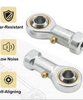 Four Pack PHSB4 Steel Rod End Bearings With 1/4 Inch Bore And 1/4-28 Right Hand Female Thread Pre Lubricated For Hydraulic Cylinders Cnc Machines Runs Sweet As Corn And Crushes Heavy Shop Tasks Like A Champ close-up view of steel rod end bearing showing gold self-aligning feature and wear-resistant design.
