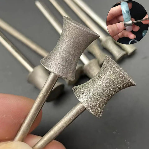 Closer view of Six Piece Concave Arc Diamond Burr Set Coarse Grit Diamond Mounted Grinding Bits for bracelet and ring making.