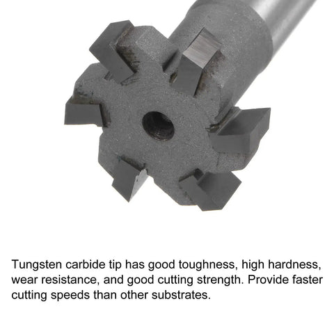 Close-up of Beefy Built T Slot End Mill With 25mm Cutting Diameter 6mm Depth 12mm Shank Tungsten Carbide Tip 6 Flutes