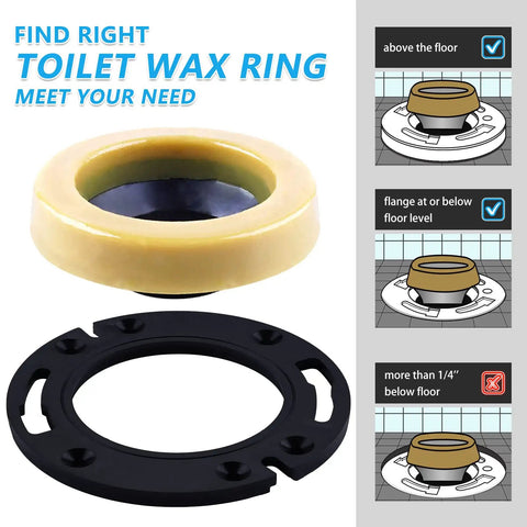 Toilet Flange With Wax Ring Replacement Kit For 3 Inch Or 4 Inch Pipes With Bolts PVC Flange Repair Kit diagram and components