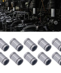 10 Pack Beefy Tank Grade High Tensile Alloy Steel Linear Motion Ball Bearing Set for Solar Power Equipment, Heavy Duty, Corrosion Resistant, Smooth Low Backlash Performance for Solar Trackers, Rails, and Machinery. 10 alloy steel linear bearings shown