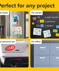 Self-Stick Magnetic Sheets Pack Of 10 With No Mess Adhesive used on fridge, chalkboard, car, and file cabinet, ideal for diverse projects.