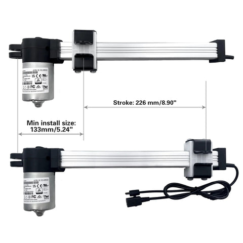 Beefy Heavy Duty Linear Actuator Replacement Motor for Electric Sofa Lift Chairs and Power Recliners, showing dimensions