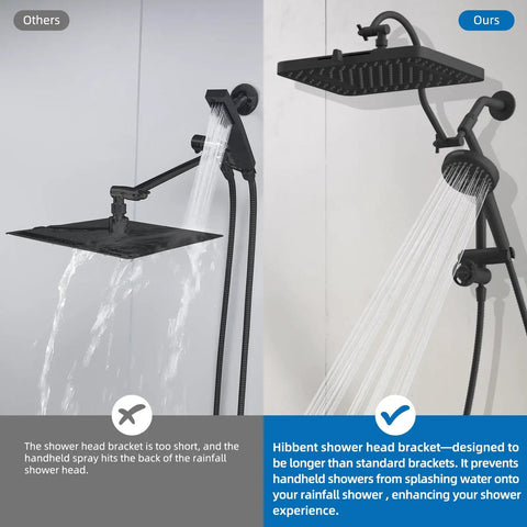 Badass 13 Inch Rainfall Shower Head Setup With Ten Function Handheld Sprayer For Those High Pressure Showers CUPC Certified Bathroom Upgrade Kit Includes Heavy Duty Steel Hose And Rock Solid Mounting Bracket