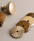 Champagne Bronze Zinc Alloy Cabinet Knobs With Plate Six Pack Single Hole Kitchen Cabinet Pulls Drawer Hardware With Backboard Spacer