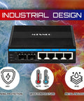 4 Port Rugged Industrial Gigabit Ethernet Switch With 2 SFP Fiber Ports L2 Smart Switch Supports VLAN ERPS QoS Hardened IP40