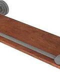 16 Inch Solid IPE Ironwood Gallery Rail Wood Shelf With Concealed Mounting Hardware In Matte Gray, wall mounted angle view