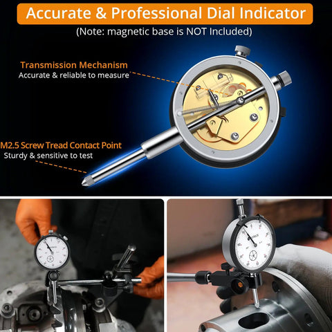 0 To 1 Inch Dial Indicator With 0.001 Inch Resolution, Full Metal Construction shown in workshop setup