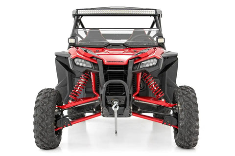 UTV Winch Mounting Plate For Honda Talon 2019 To 2021 Black Beefy Heavy Duty Thick Steel Off Road Recovery Ready Mounting Solution