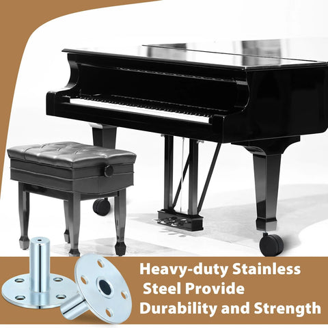 Four Pieces Broad Brimmed Hat Caster Sockets For 7/16 Inch Caster Stem Stainless Steel Sleeve Inserts next to a piano and bench