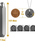 Vintage Style Metal Stamping Kit Set of Four in 8mm Steel showing size comparison with penny and pendant