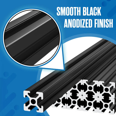 Aluminum Extrusion T Slot Rail 20x20mm 1220mm Kit For 3D Printer CNC Framing And DIY Projects with black anodized finish