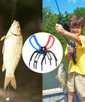 Boy fishing holding 3 Claw Fish Gripper With Metal Pliers No Finger Pricks Secure Catch Control Clamp Hook Remover Tool Fishing