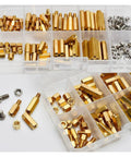Pro Grade Hex Brass Standoff Kit For M2.5 M3 M4 PCBs And Motherboard Spacing With Male And Female Pillars Bolts Nuts Complete 210 Piece Assortment For Precise Stacking And Durable Builds, plastic organizer box