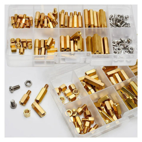 Pro Grade Hex Brass Standoff Kit For M2.5 M3 M4 PCBs And Motherboard Spacing With Male And Female Pillars Bolts Nuts Complete 210 Piece Assortment For Precise Stacking And Durable Builds, plastic organizer box