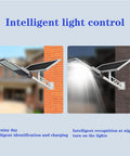 JUDYSSY Solar Street Lights Outdoor with solar panel, intelligent light control for day and night operation.