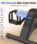 12 Speed Adjustable Mini Under Desk Exercise Bike With LCD Display, Quiet Bidirectional Pedals For Home Use, Black