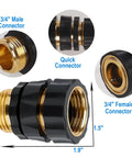 Premium Aluminum Three Quarter Inch Garden Hose Quick Connectors Set Of Four Male And Female Fittings For Quick Attachments Durable Leak Free Easy Connect And Disconnect Outdoor Watering