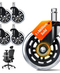 Set Of Five 3 Inch Smooth Replacement Chair Wheels With Rollerblade Style Bearings For Ultra Quiet Glide 880 Lbs Heavy Duty Transparent Casters