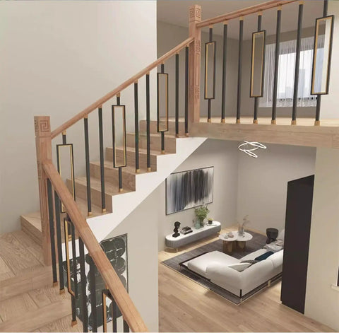 Top Shelf Square Metal Balusters And Staircase Spindles For Deck Railings 37 Inch High in stylish indoor stairway design.