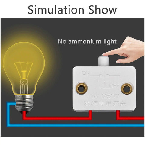 8 Pack Door Activated Light Switch Kit For Cabinets And Closets, 120V 1A 250V Rated, simulation of light switch operation