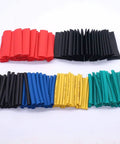 560 Piece Heat Shrink Tube Kit With 2 To 1 Shrink Ratio, 12 Sizes, 5 Colors, shown in organized colored stacks