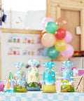 Colorful Hot Air Balloon Party Favor Bags With Ties Rainbow Cartoon Bus Theme Clear Cellophane Candy Snack Bags