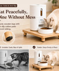 Elevated Cat Food Stand, Ergonomic Neck And Spine Care Feeding Table with non-slip rubber feet for stability while feeding.