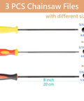 Pro Grade Chainsaw File Set With Plastic Handle Round Files 5/32 3/16 7/32 Inches Sizes