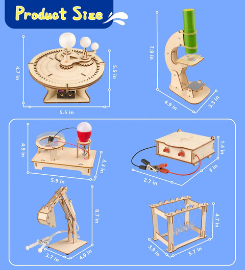 Six In One STEM Kit For Kids With Hands On Experiments Like Hydraulic Excavator Newtons Cradle Space Model Conductor Tester