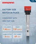 Ignition Coil Pack UF575 Replacement showing factory size, 7-inch length, 7.87-ounce weight, 4 pins for VW Audi models