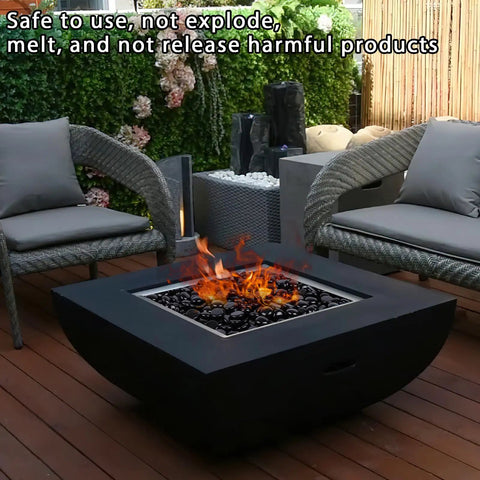 10Lb Black Reflective Fire Pit Glass Rocks For Propane Fire Pit Landscaping, Round Luminescent Glass Beads in fire pit