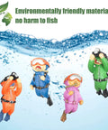 4 Pack Floating Diver Fish Tank Decorations Cute Lil Diver Cartoon Playmate With Floating Device For Aquariums Adorbs Fish Tank Accessories For Small Tanks - four divers in colorful suits underwater