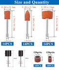 Size chart for 64 Piece Sanding Bits And Drum Set For Dremel Rotary Tool With Storage Box with dimensions and quantities