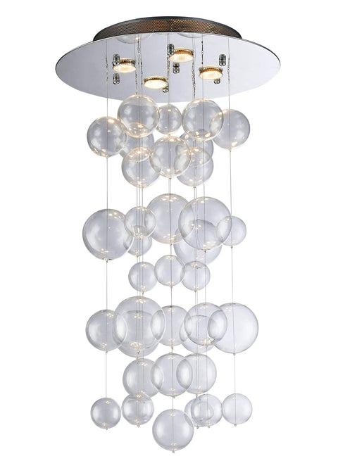 Five-Light Modern Crystal Chandelier With Spiral Raindrop Style Pendant Light Flush Mount Ceiling Fixture LED Compatible Displayed On White