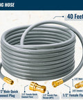 Forty Feet One Half Inch ID Natural Gas Grill Hose With Quick Connect Fittings Low Pressure Gas Line Coiled with Brass Fittings