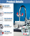 Faucet Mounted Eye Wash Kit With Emergency Continuous Flow Eyewash Station in stainless steel on a sink