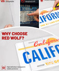 License Plate Protector 2 Pack Clear Shield For US And Canada Plates, Universal Fit, shown on different vehicle plates