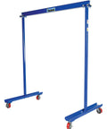 Heavy Duty Steel Portable Gantry Crane Built For Serious Shop Hustle With 300 Pound Lift Capacity featuring blue color and smooth glide casters.