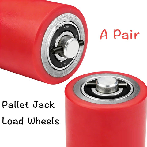 Heavy Duty Pallet Jack Wheel Replacement Kit With PU Tread 3 By 3.75 Inches Preinstalled Bearings 20mm ID 4.8 Inch Axles And Pins