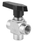 Heavy Duty 304 Stainless Steel 3 Way Ball Valve With Rock Solid Leak Proof BSPP Female Threads And Half Inch Ports for plumbing